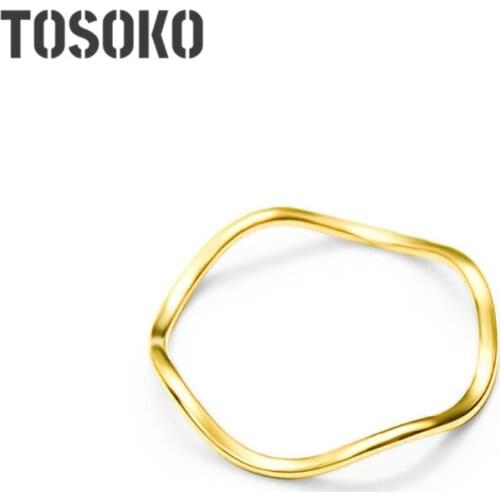 TOSOKO Stainless Steel Jewelry Wavy Ring Simple Ring For Women BSA104