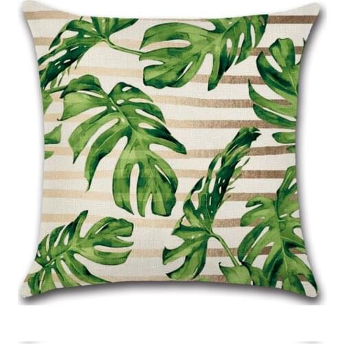Tropical plants green leaves theme pillowcase 45*45cm Cushion Cover Linen Throw Pillow Car Home Decoration Decorative Pillowcase