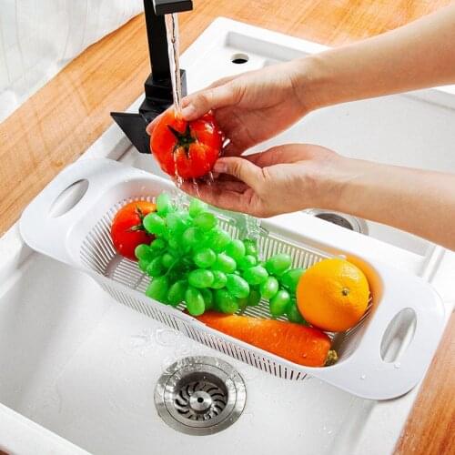 Retractable Sink Drying Rack Vegetable Fruit Drain Basket Multifunctional Adjustable Home Kitchen Organizer Tool