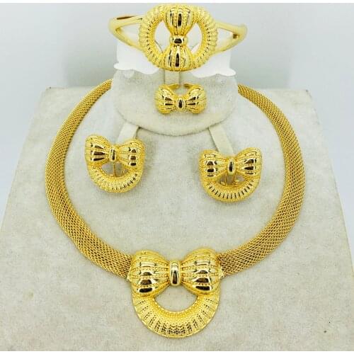 High quality Italian gold colored jewelry for womens African bead jewelry jewelry fashion necklace earrings bracelet jewelry
