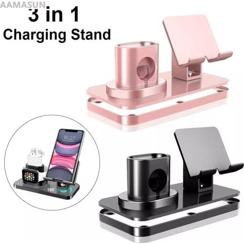 3 in 1 Charging Stand Phone Watch Charger Holder for iPhone 11Pro Max Charging dock for Apple Watch 5 4 3 2 1 Airpods 1 2