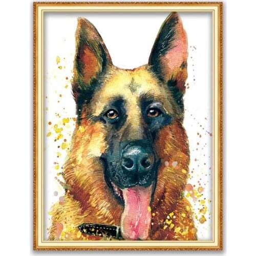 Animal German Shepherd DIY 11CT Cross Stitch Embroidery Kits Craft Needlework Set Cotton Thread Printed Canvas Home Decoration
