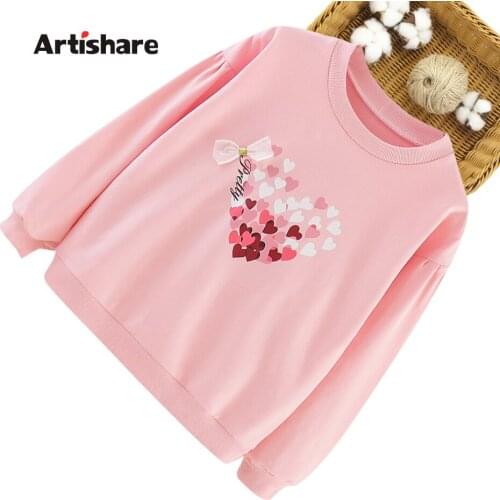 Girls Winter Sweatshirts Children Fleece Hoodies Heart Pattern Sweatshirt For Girl Casual Sportswear Kids T-shirt Clothes