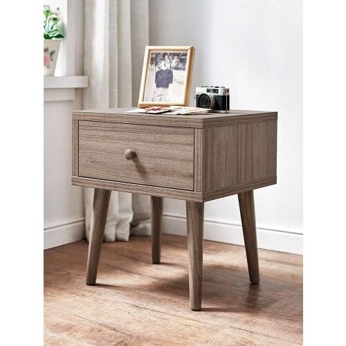 Zq Bedroom Simple Small Mini Bedside Table Nordic Style Ins Light Luxury Solid Wood Wood Color Cabinet Corner Cabinet
