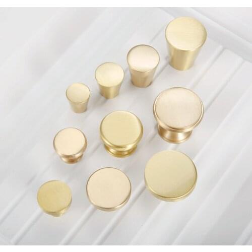 1PC Brass Pull Cabinet Handle Closet Door Drawer Single Hole Knob Dressing Table Bookcase Full Copper Cone Furniture Handles