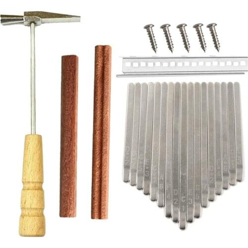 17 Keys Kalimba DIY Keys+Bridge+Tuning Hammer Kit Thumb Piano Accessories Stencil Scale Good Flexibility Electroplating Process