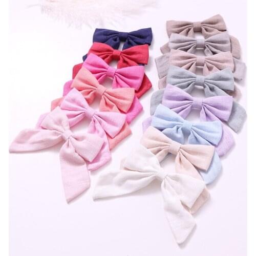 20 pcs/lot, 4.1 inch Women Girls Linen Sailor Bow Hair Clips, Vintage Fabric Hair Bow Clips School Girl Bow Wedding hair bows