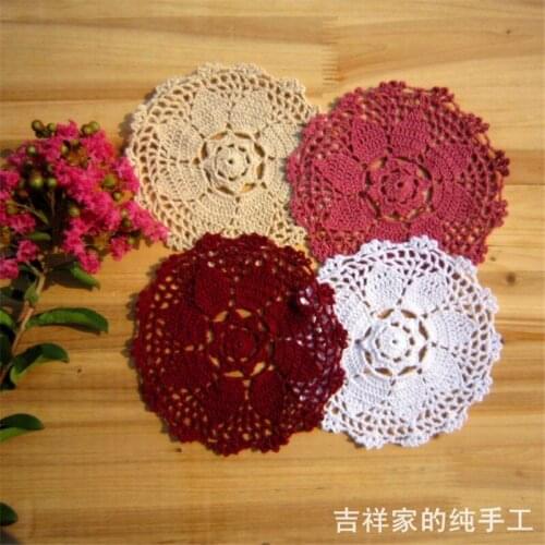 2018 new arrival 14cm round cotton crochet doilies table coaster for home decor colorful pops with flower as tableware for kitch