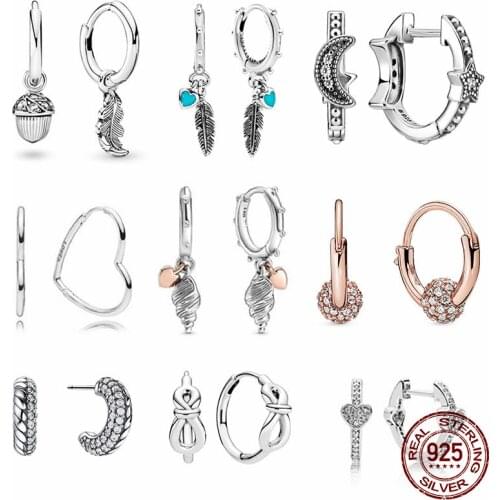 2021 New 100% 925 Sterling Silver Earring Heart and Conch Shell Earrings fit Original 3mm Bracelets Women DIY Jewelry With logo