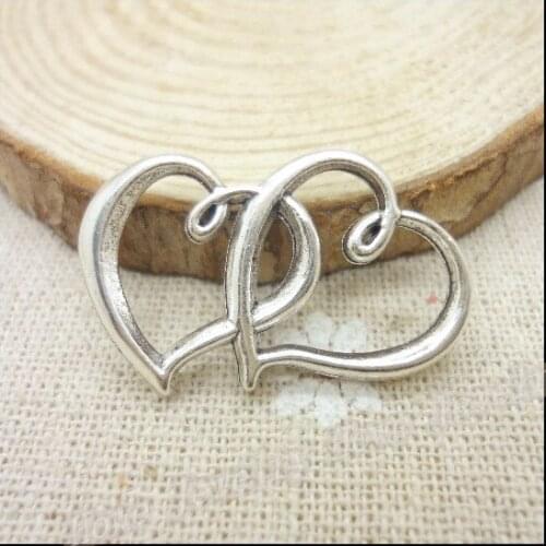 30 pcs Vintage Charms LOVE Heart Pendant Antique silver Fit Bracelets Necklace DIY Metal Jewelry Making