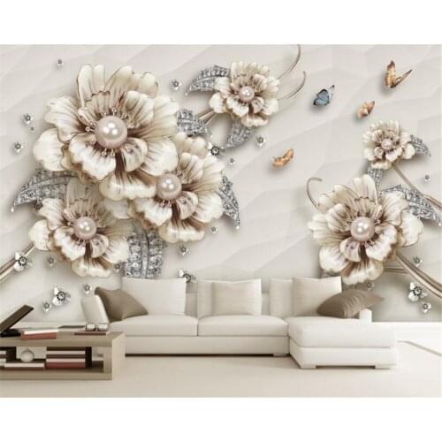 Beibehang High-quality 3d wallpaper murals exquisite luxury stereo jewelry flowers TV background wall wallpaper for walls 3 d