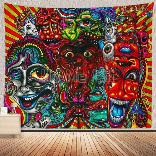 Abstract Monster Hippie Vine Pattern Eyes Tapestry Adorns Wall Hanging Bedroom Living Room Dormitory