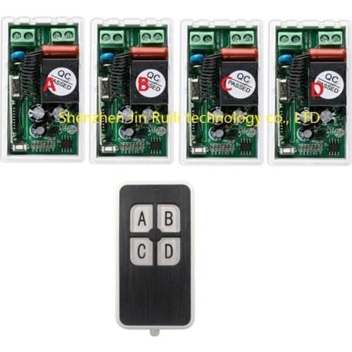 AC220V 1CH 10A RF Wireless Remote Control Switch System 433 MHZ 1 transmitter & 4 receiver relay Receiver Smart Home Switch