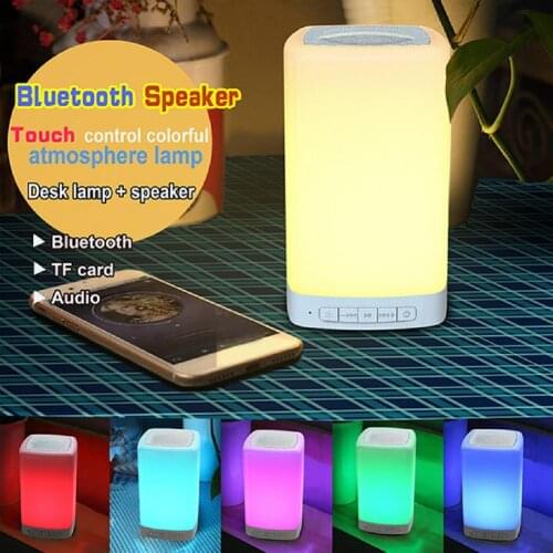 Wireless Bluetooth Speaker Subwoofer TF Card ABS Portable Intelligent 7 Colors Night Light for Travel
