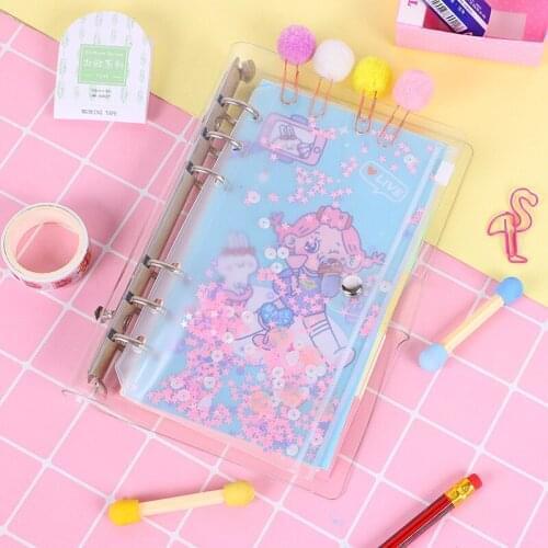 Girly Heart Loose-leaf Notebook A6 Transparent Pvc Notebook Plan Inner Core Journals Korean Spiral Ring Planner Organizer Diary