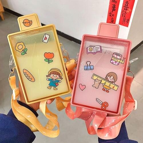 Water Bottle Square Large Capacity Plastic Portable Water Cup for Home Portable Cup Kids Water Bottle With Strap drop shipping