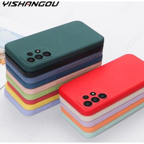 Case For Samsung Galaxy A52 A72 A71 A51 A50 A70 S20 FE S21 Ultra S10 Plus A42 A32 Luxury Liquid Silicone Square Case Soft Cover