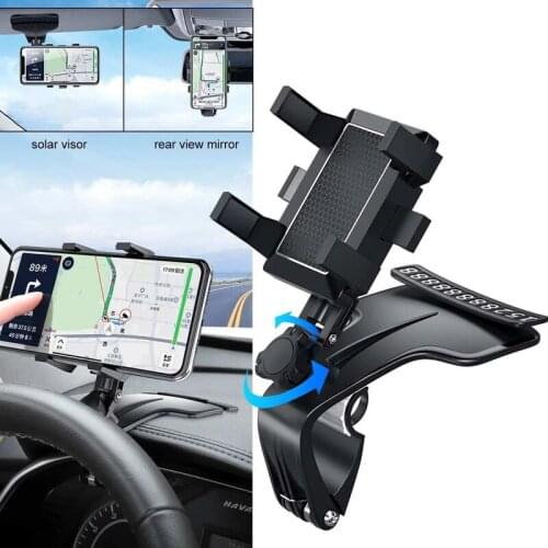 Car Number Plate Dashboard Car Phone Holder 360 Degree Mobile Phone Bracket Car Rearview Mirror Sun Visor Car GPS Bracket
