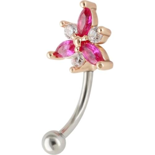 JHJT MUSI 16G Eyebrow Ring 316L Flowers CZ Body Jewelry Cartilage Studs Eyebrow Piercing