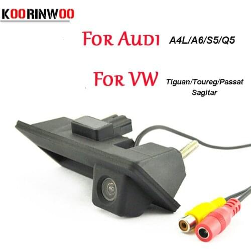 Koorinwoo HD CCD Car Rear view Camera Handle button for Audi/VW/Skoda/Passat/Tiguan/Golf/Touran/Toureg/Sharan/A4L/S5/Q3/Q5/A8L