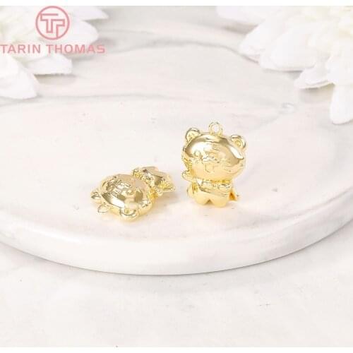 4PCS 13x17MM 24K Gold Color Brass Tiger Charms Pendants High Quality Diy Jewelry Findings Accessories