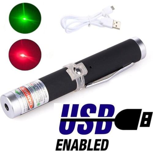 USB Mini Green Laser Pointer Built-in Battery Laser Pointer 532nm 5mw High Power Equipment Pet Toy Laser Conference Pointer