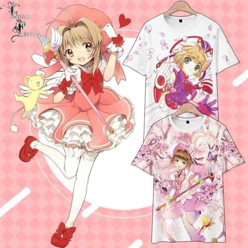 Cardcaptor Sakura 3D Printing T-shirt Summer Fashion Round Neck Short Sleeve Popular Japanese Anime Streetwear Plus Size