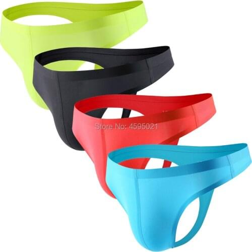 Men Seamless Thongs Homme String Spandex Nylon Lingerie Mens Thongs Low-rise Solid G-string Pouch Underwear Jockstrap
