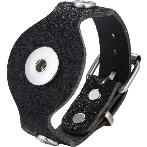 New Wide PU Leather Snap Bracelets for 18mm Snaps Button Jewelry Vintage Wholesale Adjustable Leather Bracelet Bangles