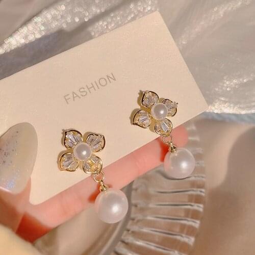 PERMIH Korean Geometry Metal Gold Earrings For Women Fashion Jewelry Gold Colour Zircon Earrings Simple Pearl Female Earrings