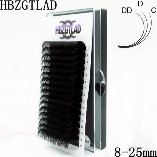 HBZGTLAD NEW 16 Rows 8-25mm Faux mink individual eyelash lashes maquiagem cilios for professionals soft mink eyelash extension