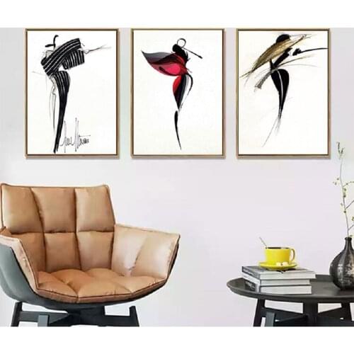 Nordic Black and White Abstract Dancing Girl Wall Art Canvas Paintings Abstract Prints Posters Pictures Living Room Home Decor