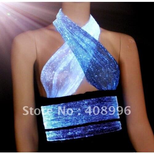 Sexy optical fiber luminous Vest for performance/Singular dress/Show Clothing