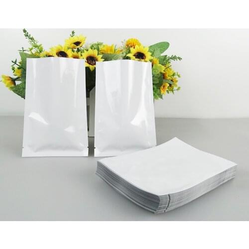 Heat Seal Flat Pocket White Mylar Foil Open Top Packaging Bags Food Storage Aluminum Vacuum Pouch 100Pcs/Lot