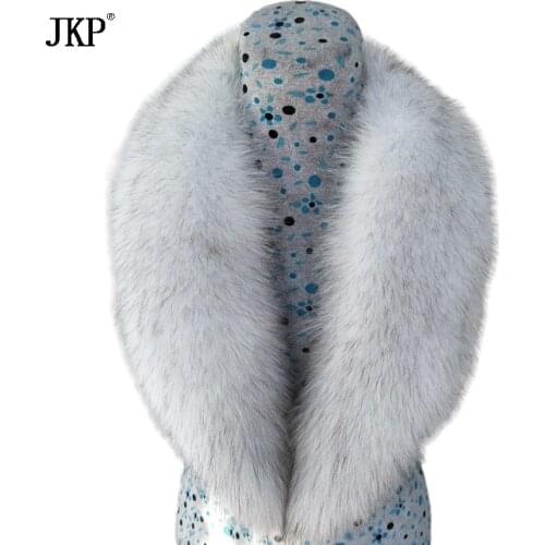 Real Blue Fox Fur Collar for Women Winter Warm Natural Fox Fur Collar Fur Scarf