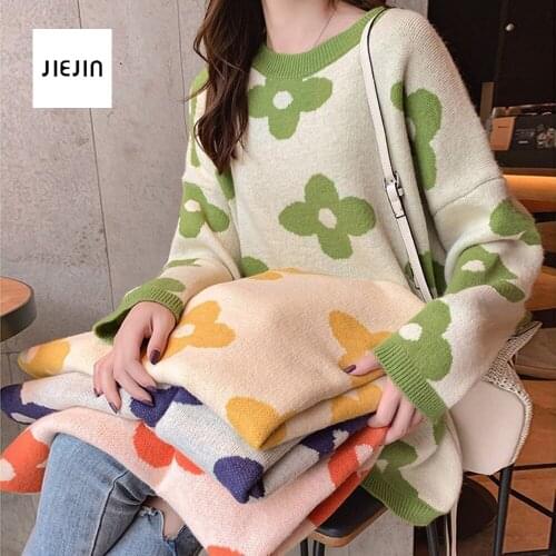 Flower Knit Cardigans Sweater Women Loose Thicked Pull Femme Print Short Casual Korean Elegant Knitted Sweater Oversized 3XL