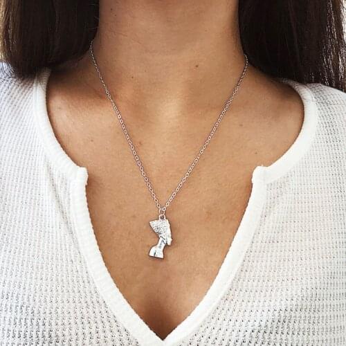 Vintage Fatima Egyptian Pharaoh Pendant Necklaces for Women Ethnic Boho Long Chains Geometric Clavicle Necklace Jewelry YN382