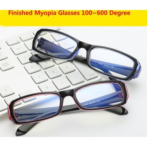 -1.0 -1.5 -2.0 to -6.0 Simple Red And Blue Frame Square Myopia Glasses Finished Women Men Short-sight Prescription Eyeglasses