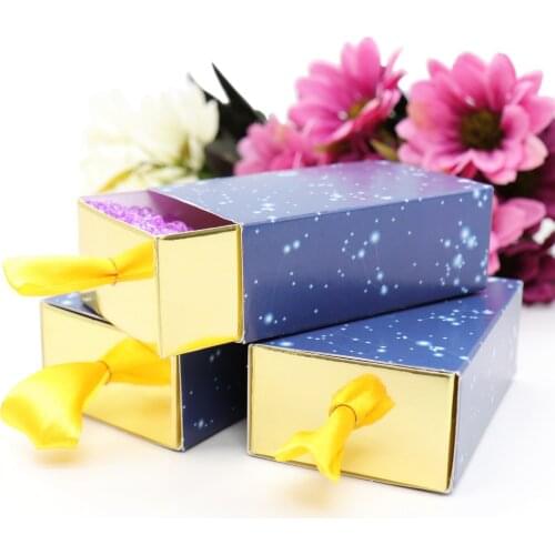 10pcs Baby Shower Favor Starry Sky Paper Candy Box Drawer Design Gift Packaging Box for Romantic Wedding Birthday Party Supplies