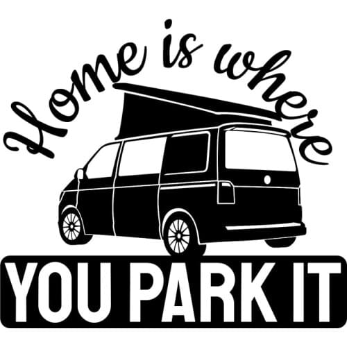 15*13.4cm Home Is Where You Park It Funny Adventure Motorcycle SUVs Bumper Car Window Laptop Car Stylings