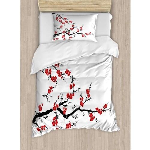 2/3/4pcs Bedding Set Japanese Cherry Blossom Tree Duvet Cover Set Warm and Comfortable Bed Sheet Bedroom Comforter Set