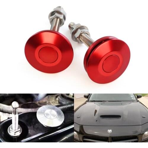 2 pcs Universal Push Button Billet Hood Pins Lock Clip Kit Car Quick Latch New For FORD Mustang 4.6L V8 96-04