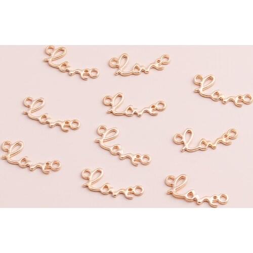 20pcs Gold Color Metal Love Connectors Charms for Bracelets Necklaces DIY Handmade Jewelry Charms Making