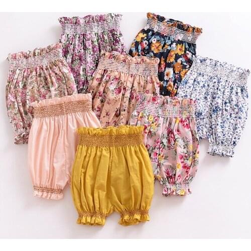 2019 Cute Newborn Infant Baby Girl Clothes Floral Bubble Bloomers Beach Party Wear Baby Shorts Elastic Bloomer