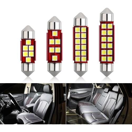 50pcs Canbus Festoon C5W C10W 31/36/39/41MM Car Interior Led Lights Auto Dome Lamps License Plate Diode Bulbs 12V White 6000K