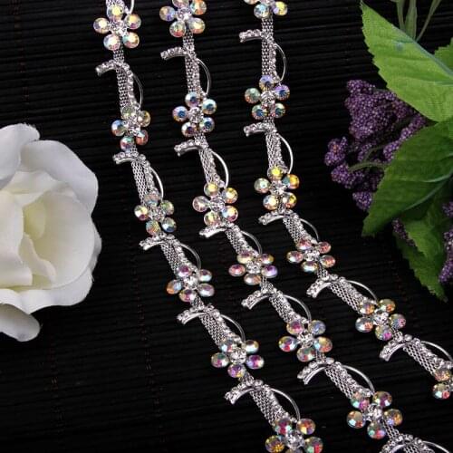 Free Shipping 5 yards Crystal Rhinestone Trim, Rhinestone Applique, Wedding Applique,Rhinestone Chain MALI043