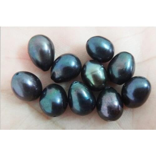 Free shipping wholesale 10pcs about 12x10MM Genuine Dark Black drop loose pearl Full drilled