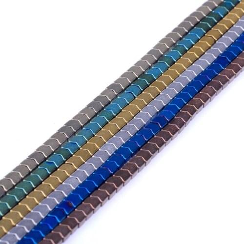6colors 4mm Natural Stone Hematite Beads Bright Geometric shape Loose beads for DIY Necklace Bracelet Jewelry Making Accessories