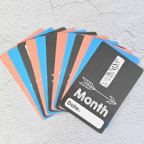 12pcs/set Month Card Baby Monthly Milestone Card Multi Styles Number Paper Cards DIY Kids 1st Birthday Party Decoration Supplies