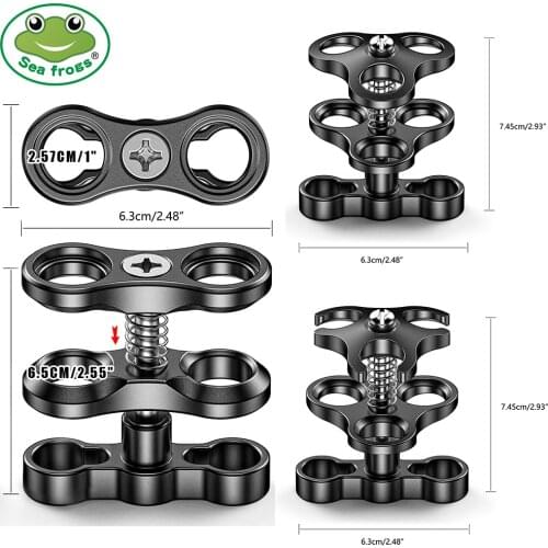 Ball Arm Clamp 3 Hole Camera Waterproof Case Tray Ball Joint Arm System Combination Clamp Diving Flashlight Holder 1 Inch